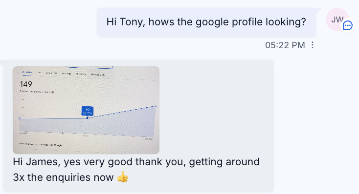 Customer result screenshot